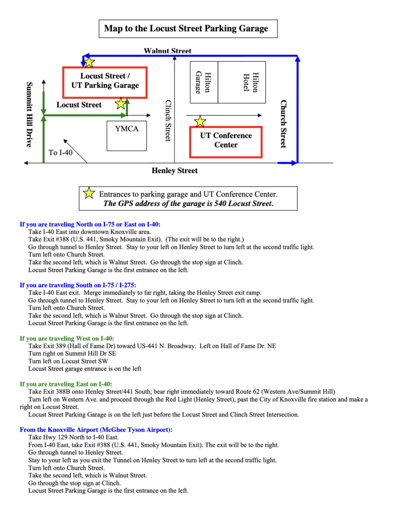 Map to the Locust Street Parking Garage